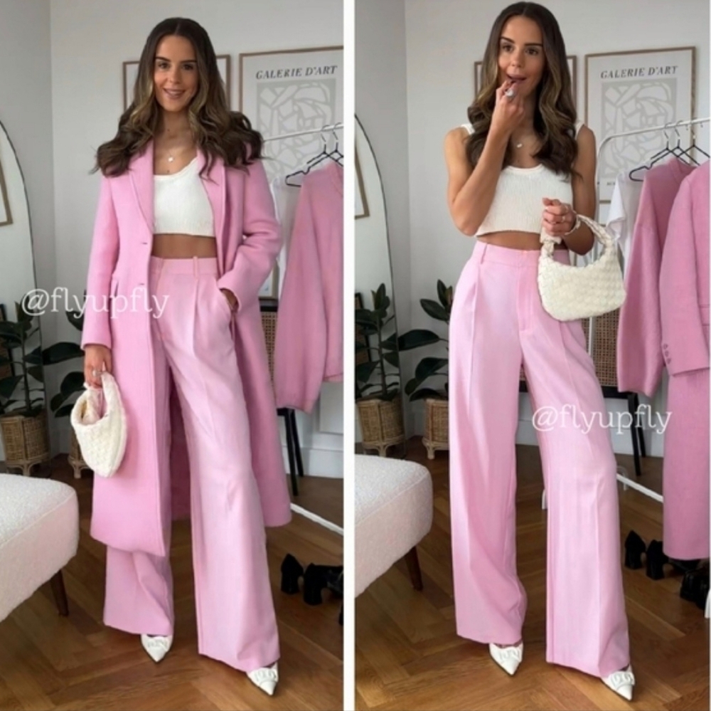 Zara Wide Leg Pants Pastel Pink Size M L XL - Picture 3 of 13
